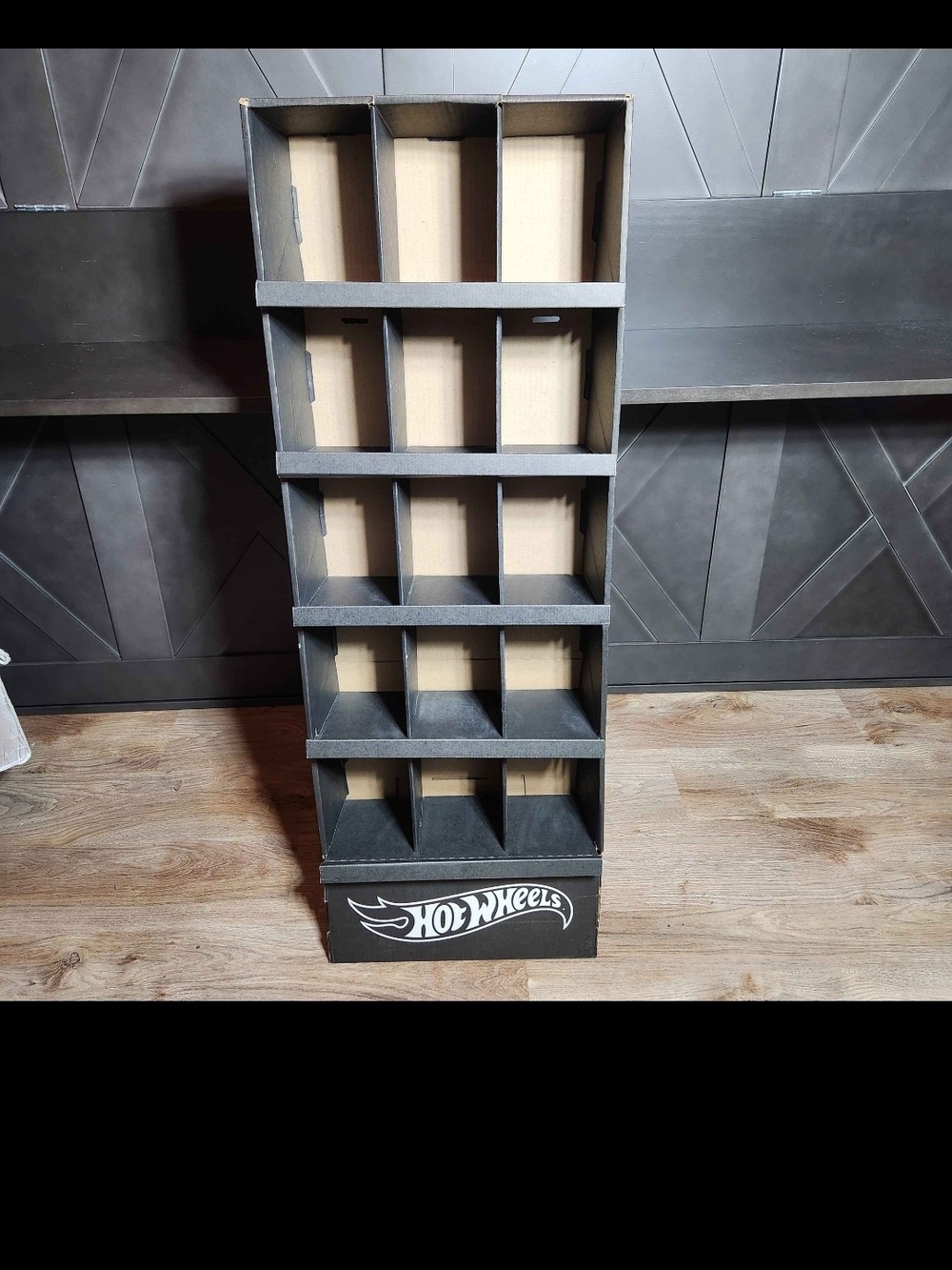Hot Wheels Black Cardboard Display Shelf - Multi-Slot Collectible Organizer
